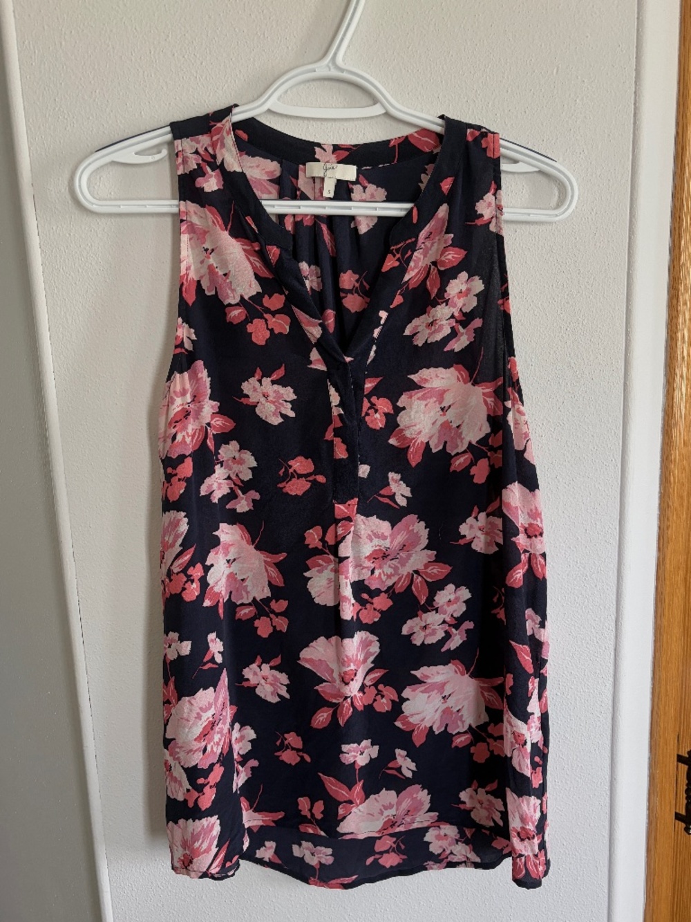 Joie Navy Floral Sleeveless Blouse